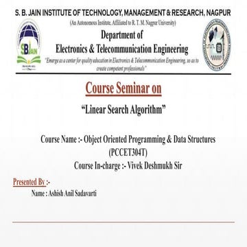 Linear Search in Oops.pptx | Search | Internet