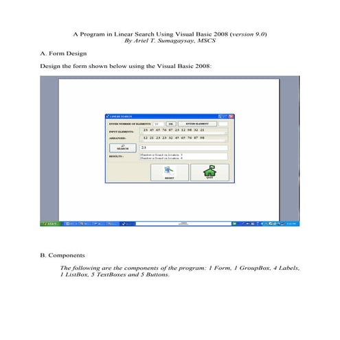 Linear Search Program in Visual Basic 2008 | PDF
