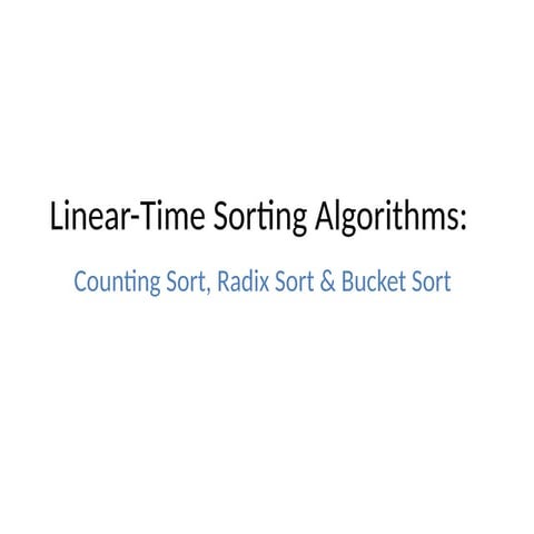 Sorting in Linear Time in Analysis & Design of Algorithm | PPT