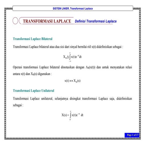 Transformasi Laplace