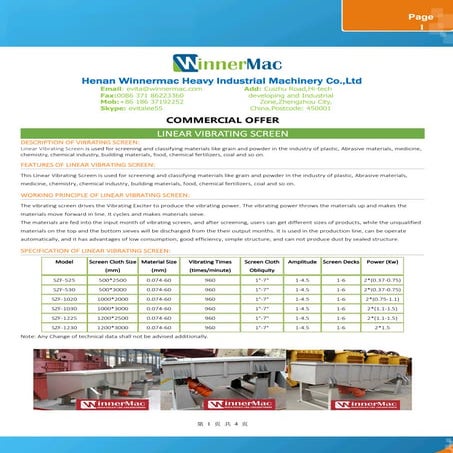 Linear vibrating screen