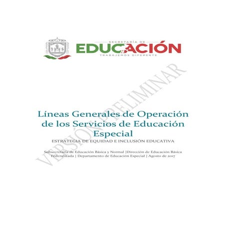 Lineas generales de operación Educación Especial, Zacatecas