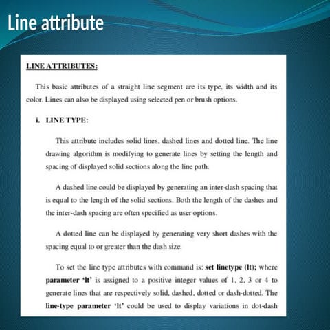 Line attribute in computer graphics comp