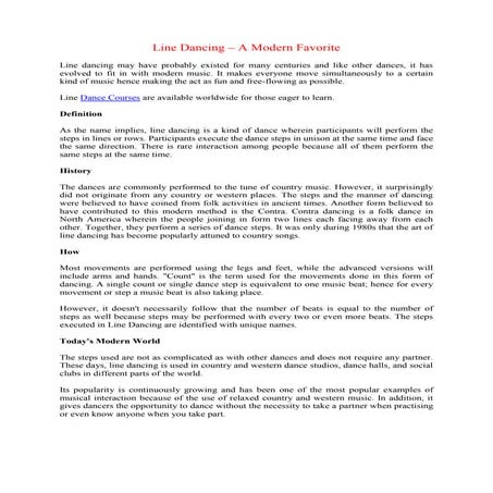 Line Dancing – A Modern Favorite