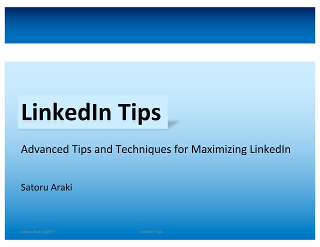 Advanced Linkedin Tips Ppt Advanced Linkedin Tips Ppt
