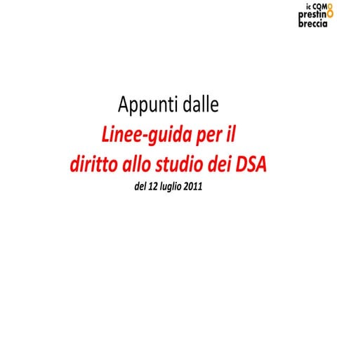 Appunti dalle Linee guida per il diritto allo studio dei DSA