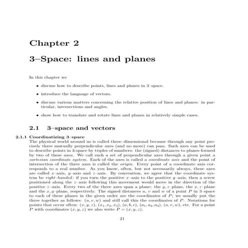 Lines and planes  in space