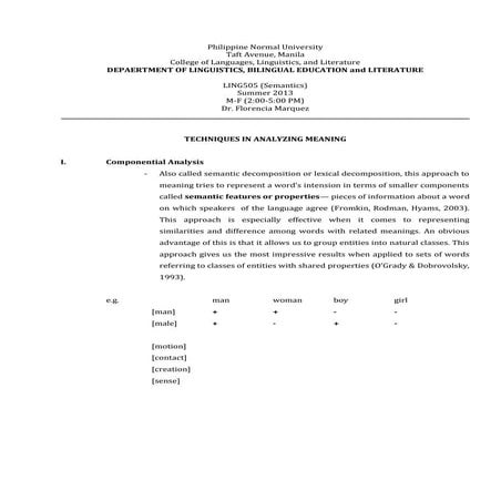 Ling 506   techniques in analyzing meaning (presentation)