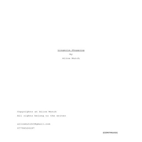 Lingerie shopping shot list