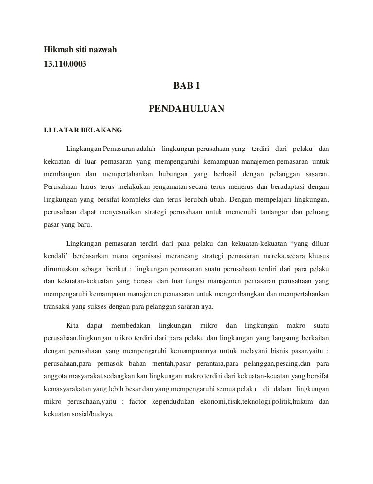 Lingkungan pemasaran (hikmah siti nazwah 13.110.0003) Lingkungan pemasaran (hikmah siti nazwah 13.110.0003)