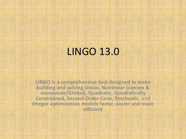 data semantics linkedin & LINDO API 13 Software LINGO