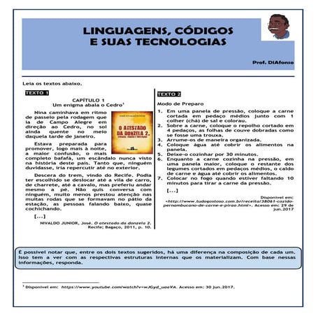 Linguagens, Códigos e suas Tecnologias - LP01 - Prof. DiAfonso