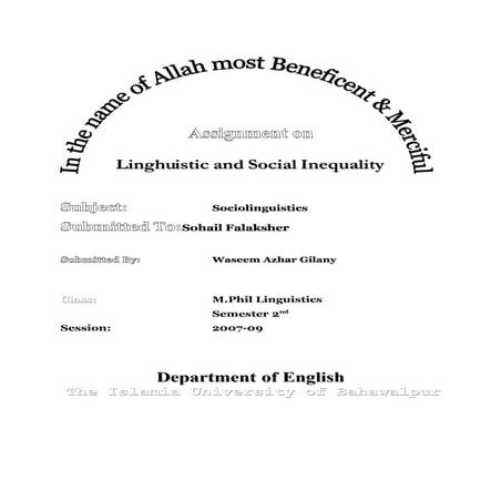 Linguistic And Social Inequality