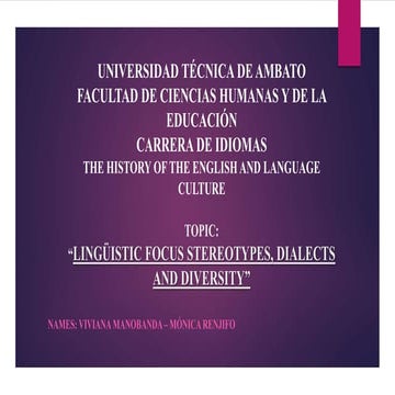 ELEMENT 2 Linguistic focus Stereotypes