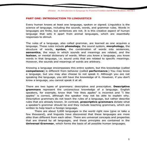 Linguistics fact sheets