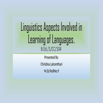 Lingusitic Aspects (covers the languages and aspects)