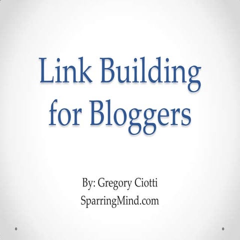 Link Building for Bloggers