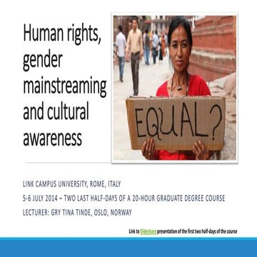 Human rights, gender mainstreaming and cultural awareness