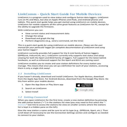 LinkComm Quick Start Guide for Mobile Devices | PDF
