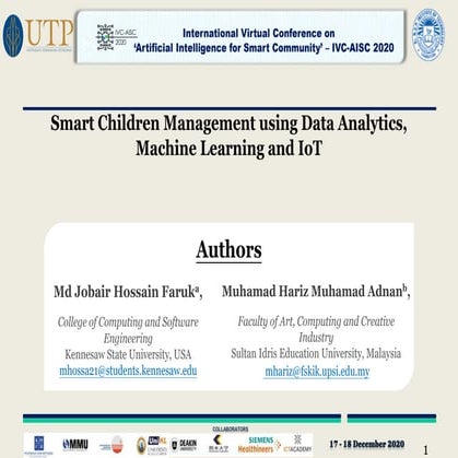 Smart Children Management using Data Analytics, Machine Learning and IoT