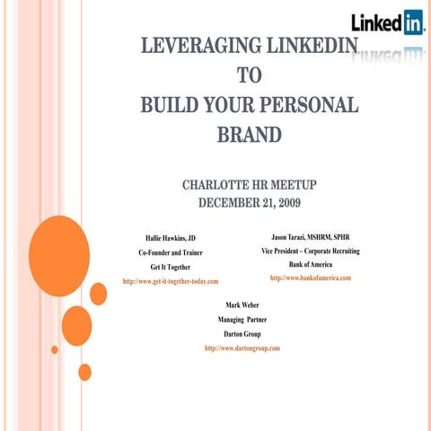 Leveraging LinkedIn to Build Your Personal Brand