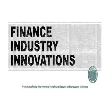 Finance Industry Innovations