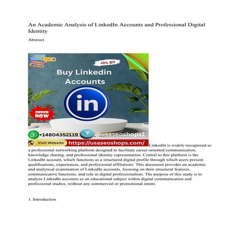 Understanding LinkedIn Accounts in Modern Professional Communication | PDF