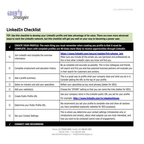 LinkedIn Checklist