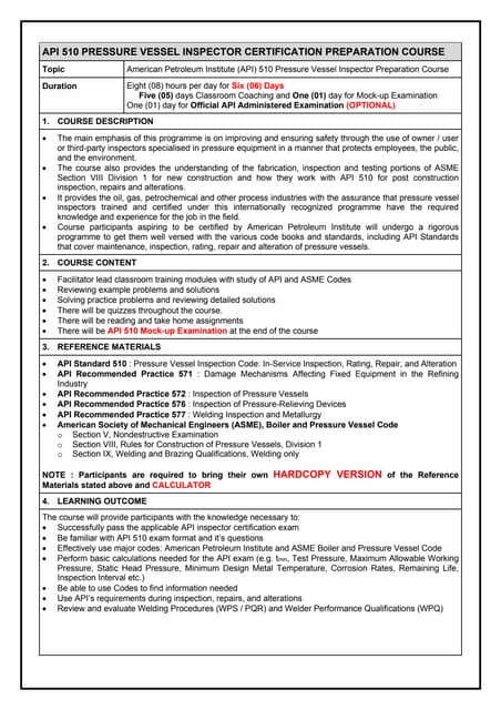 2015 Api 577 Welding Inspection And Metallurgy Certification Preparat Pressure Vessel Inspection Report Template