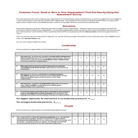 Linked in   Customer Focus Assessment Survey