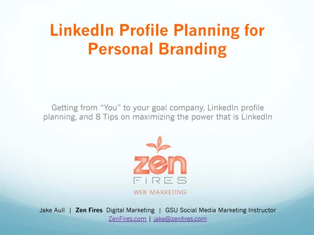 LinkedIn profile planning for personal branding