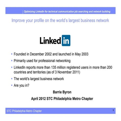 Optimizing LinkedIn for Technical Communication Job Searching and Network Bui...