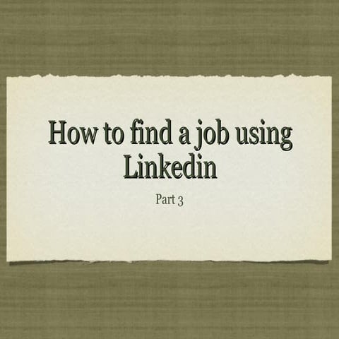 Linkedin for job seekers part 3 @incubator 107