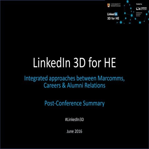 LinkedIn 3D for Higher Education - Post-Conference Overview
