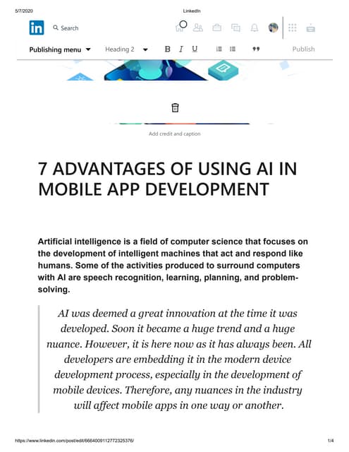 7 ADVANTAGES OF USING AI IN MOBILE APP DEVELOPMENT
