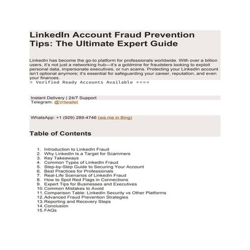 Comprehensive Guide to Preventing LinkedIn Account Verification Fraud | PDF