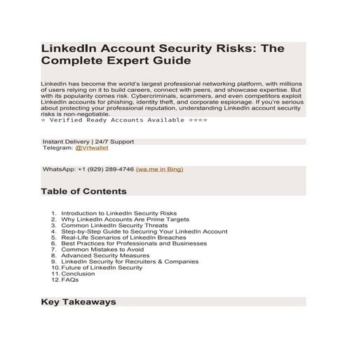Comprehensive Guide to LinkedIn Account Security Risks and Protection ...