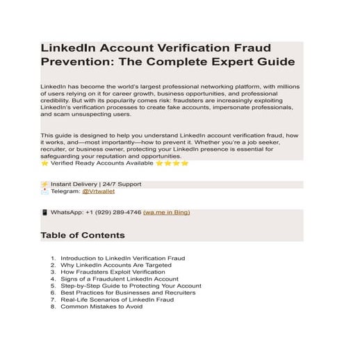 Comprehensive Guide to Preventing LinkedIn Account Verification Fraud | PDF