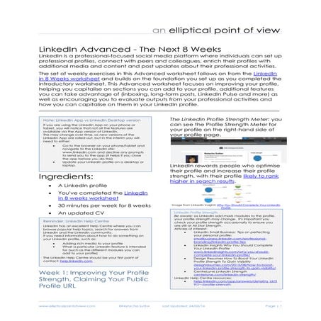 LinkedIn Advanced - The Next 8 Weeks [Worksheet]