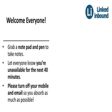 Linked inbound   session 1  - plan