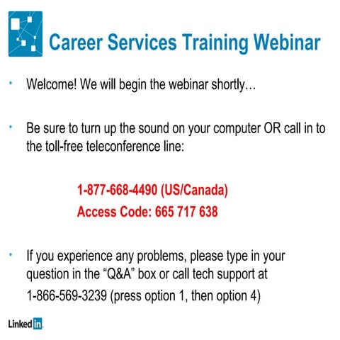 LinkedIn Career Services Webinar - October 2012