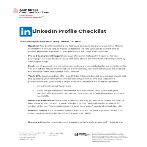 ASC's LinkedIn Checklist 