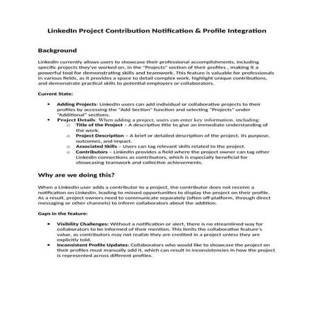 LinkedIn Project Contribution Notification & Profile Integration | DOCX