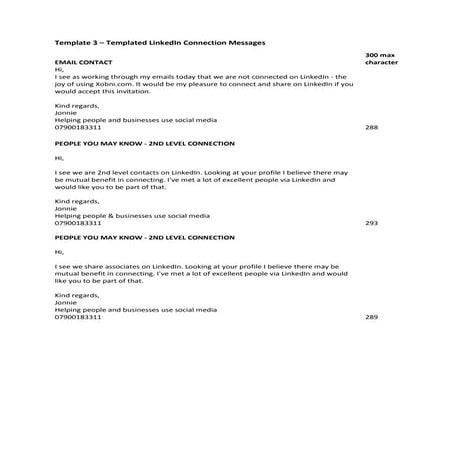 Linked in connection messages