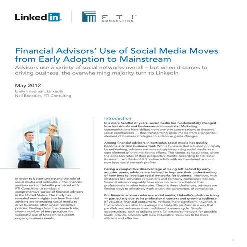 Financial Advisors’ Use of Social Media Moves from Early Adoption to Mainstream