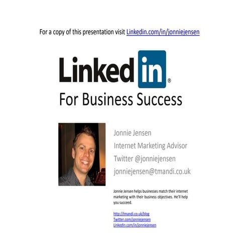 Linked in for business   the what, why and how to get started - jonnie jensen...