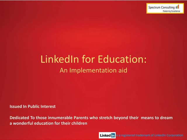 LinkedIn for education: An Implementation Aid