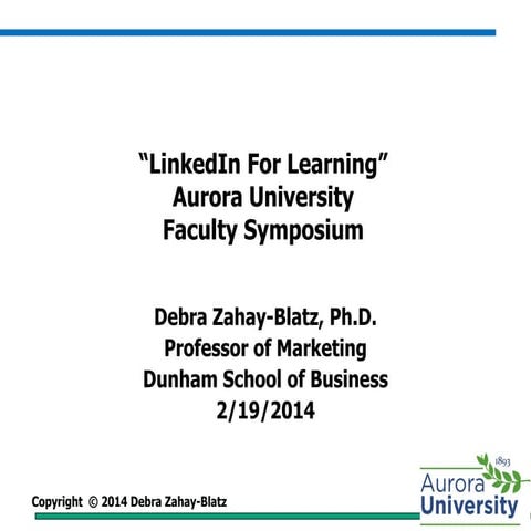 LinkedIn For Learning:  Maximizing Your Personal Brand