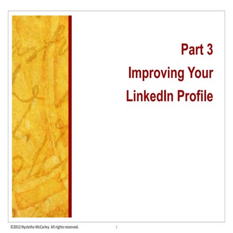 LinkedIn Hands-On Workshop Part 3 by Nykky McCarley