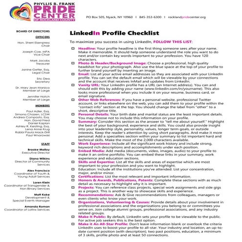 LinkedIn 2021 Profile Checklist Handout